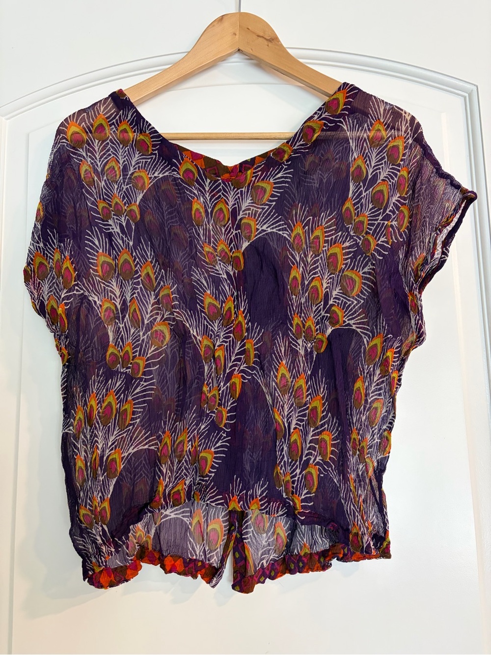 Indiska Women’s Purple Whimsigoth Sheer Crinkled Blouse size S